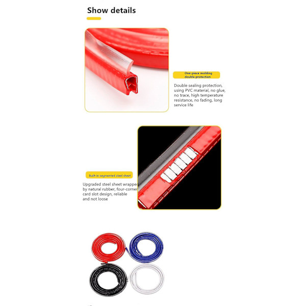 5m Car Door Anti Collision Soundproof Strip With Steel Disc Bumper Trim Edge Scratch Protector Strip Sealing Guard Styling Decor Blue