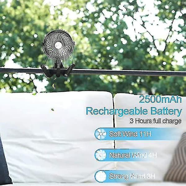 3 Speeds Stroller Rechargeable Portable Handheld Fan With Flexible Tripod Cool High Quality
