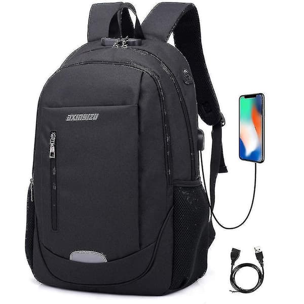 Student School Bag Usb Charging Travel Bag Computer Backpack black