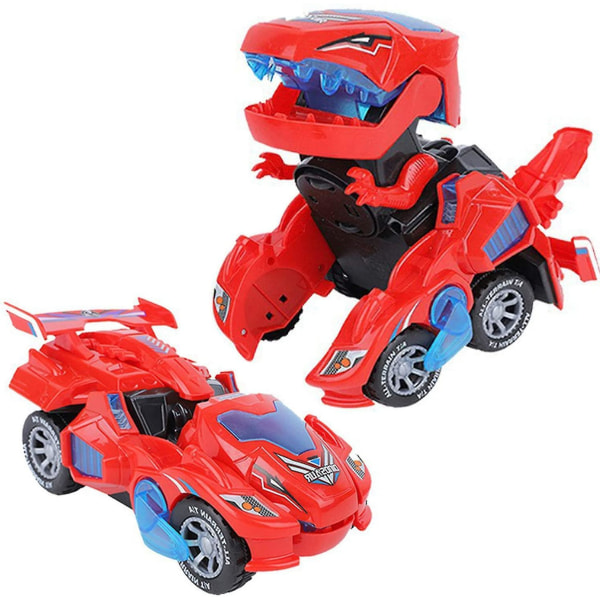 Transforming Dinosaur Toy, 2 In 1 Automatic Dinosaur Transformer Toy Red