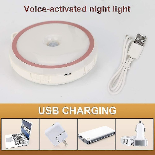 LED Kids Night Light with Motion Sensor and Light Sensor, USB Rechargeable Self-Adhesive Wall Night