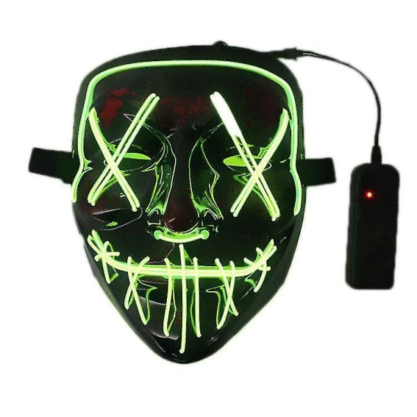 Halloween Clubbing Light Up Led Mask Costume Rave   Party Purge 3 Modes Green