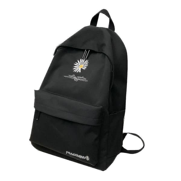 Backpack High Capacity Solid Color Girl School Bags black