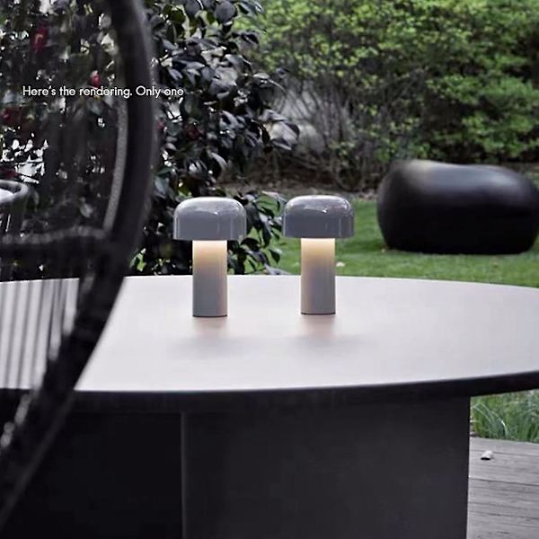 Mushroom Bordlampe Bærbar USB-lading Touch Bordlampe, hvit