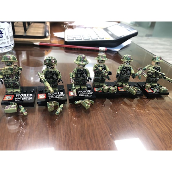 6pcs Military Building Blocks Minifigure Camouflage Falcon Commando With Weapons Small Particles Assembling