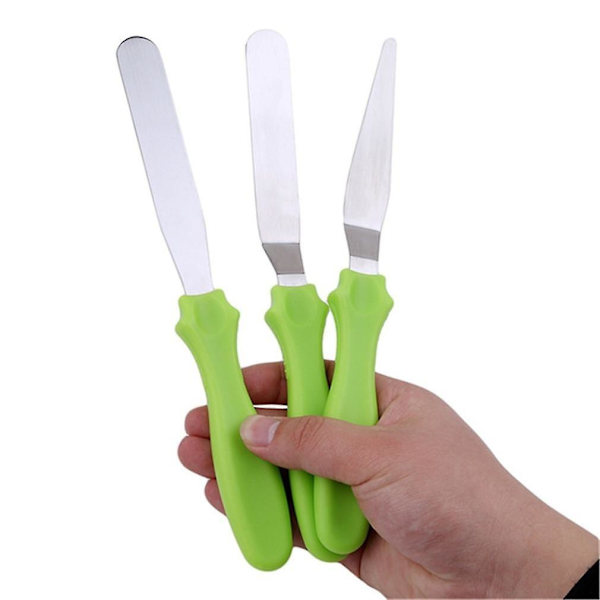 Cake Tools Professional Offset Spatula Set With Plastic Handle Stainless Steel Icing Spatula Set Black