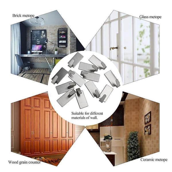 5/10 Pcs Stainless Steel Self Adhesive Hooks Sticky Wall Door Hook Wall Hanger 10pcs