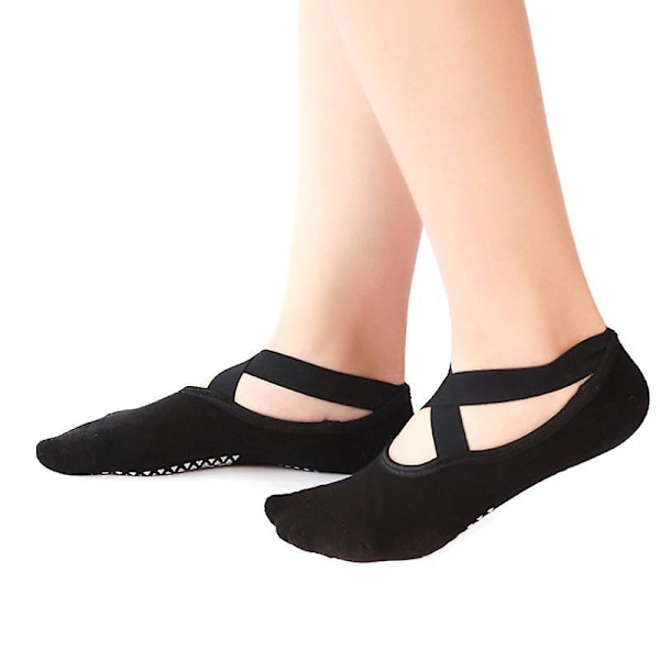 Womens Non-slip Pilates Socks Barre Ballet Dance Yoga Sports Fitness Black