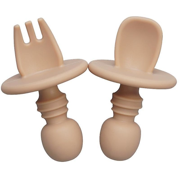 Baby Training Spoon And Fork Set Apricot