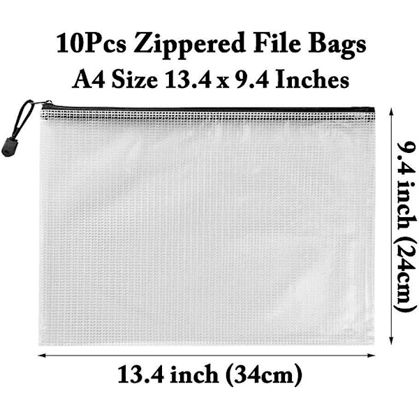10pcs Zipper File Bags,  Waterproof Zipper Pouch, Pvc Document Bag Zipper Folders Document Pouc