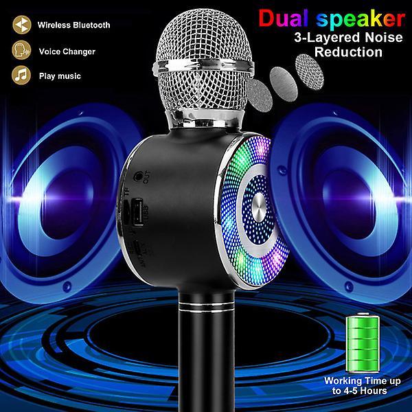 Handheld Wireless/wired Karaoke Microphone Speaker Recorder For Ios Android Phone Computer Black