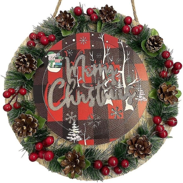 Christmas Door Hanging Sign Christmas Wreath Sign Xmas Lighted Front Door Hanging Wreath Sign Decorations For Wall Porch1pcs