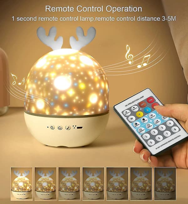 Baby Projector Night Light, Led Child Night Light Musical Light Lamp 360 Rotation