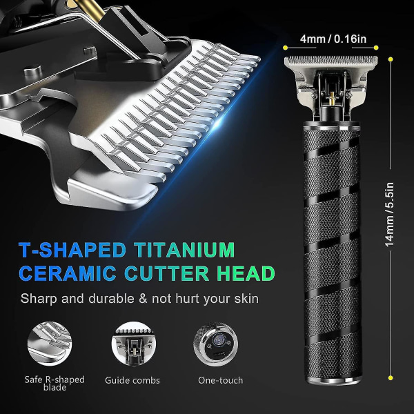 Hair Clippers Men, Professional T Blade Hair Trimmer, Precision Beard Trimmer, Cordless Electric Haircut Clippers For Adult Kids, Adjustable Grooming