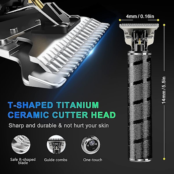 Hair Clippers Men, Professional T Blade Hair Trimmer, Precision Beard Trimmer, Cordless Electric Haircut Clippers For Adult Kids, Adjustable Grooming