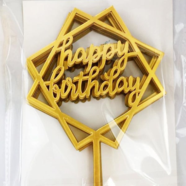 10pcs Happy Birthday Cake Topper Gold Silver Acrylic Cake Topper Birthday Party Supplies Cake Decorations Baby Shower Wholesale 18