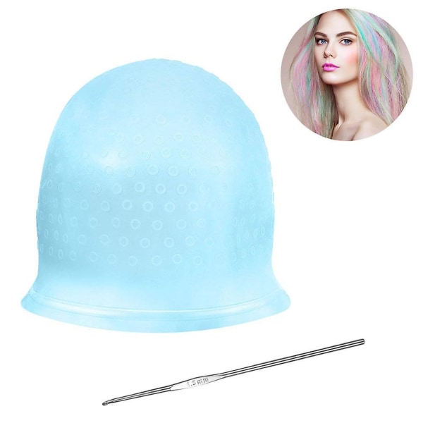 Silicone Highlight Cap Set Color Hair Reusable Salon Staining Tool Blue