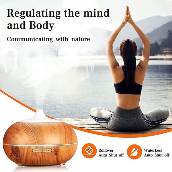 Aroma Diffuser, 500ml Silent Fragrance Oil Diffuser, Humidifier With Led Light,yoga