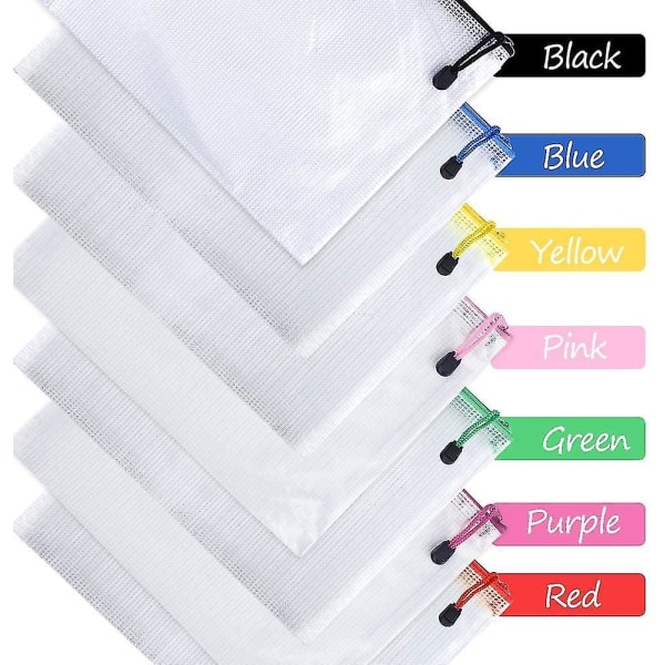 21pcs Document Bag A5 Zipper Wallet Bags Plastic Mesh Document Folders