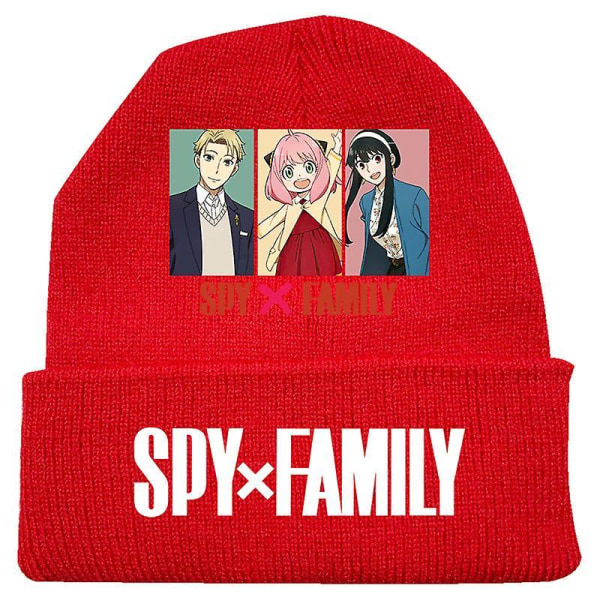 Fashion Trend Classic Winter Warm Knit Hat Beanie Cap For Children Adult Adolescents Cap New Japanese Anime Spy X Family Pattern red-B