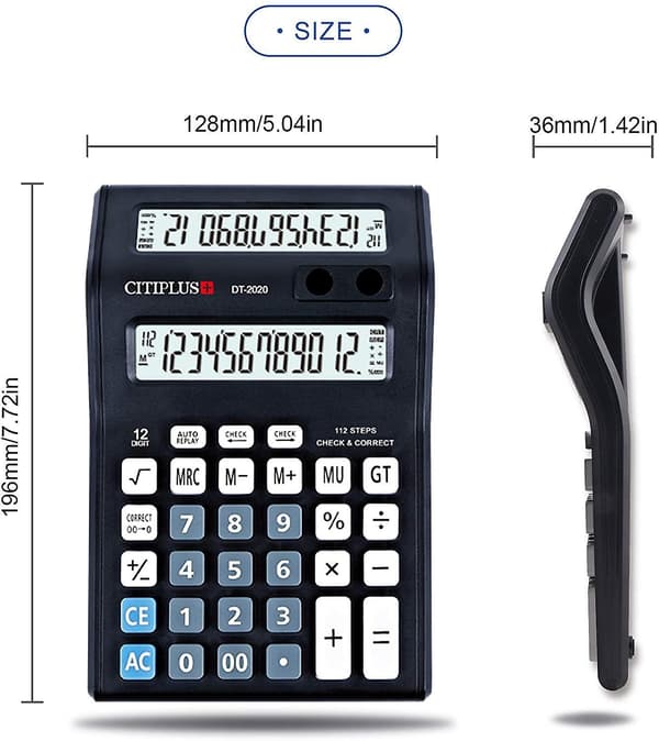 + Dual Display Calculator, Office Desktop Calculator, 12 Digit Large Display And Big Button