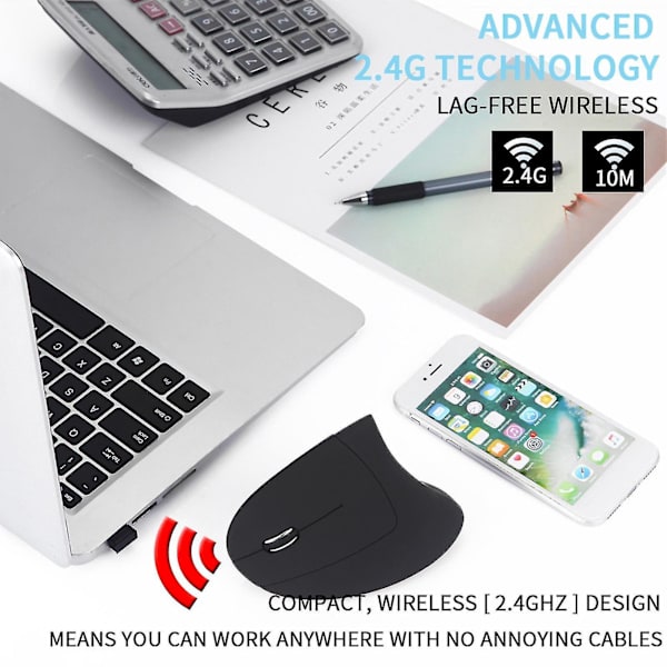 Usb Mouse Play Play 1600dpi 2.4ghz Wireless Vertical Ergonomic Pc Mouse For Left-hander B
