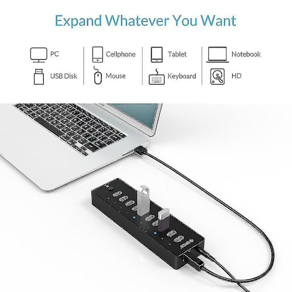 P10 Port Usb3.0 Splitter Industriel Kvalitet Hub Multi-interface Udvidelseshub