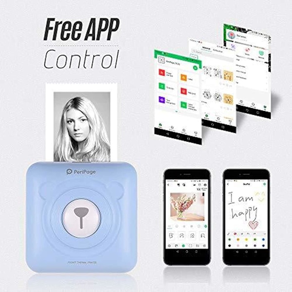 Bærbar Smart Fotoprinter til iOS & Android Telefon Blue