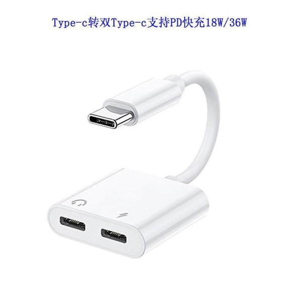 Typec To Dual Typec (pd18w/36w)-suitable For Type C Charging Interface One Point Two 3.5mm Headphone Adapter Converter Pro Mobile Phone Eating Chicken