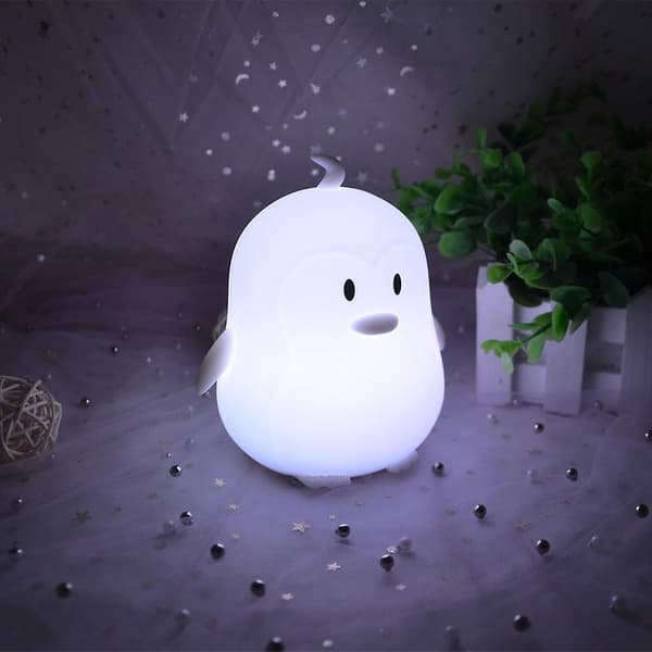 Penguin LED Night Light Touch Sensor USB Rechargeable Silicone Lamp