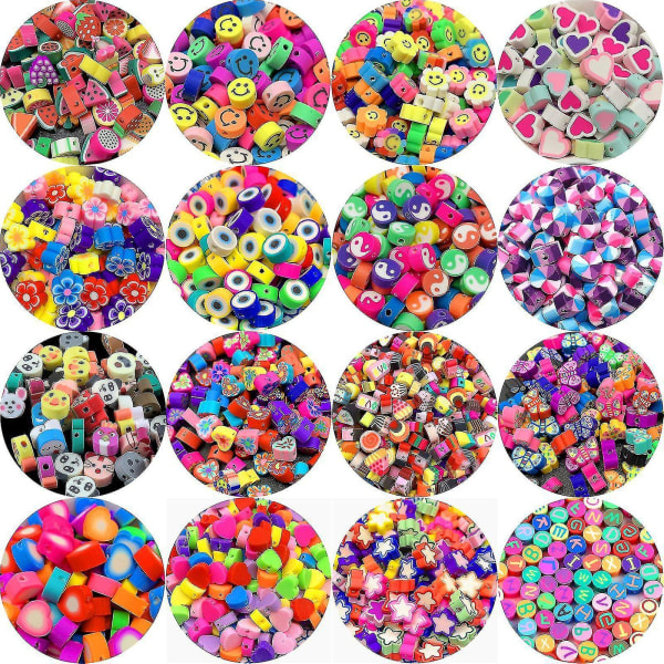Smiley Face Beads Fruit Spacer Beads Color Polymer Clay Beads For Diy Jewelry Letter