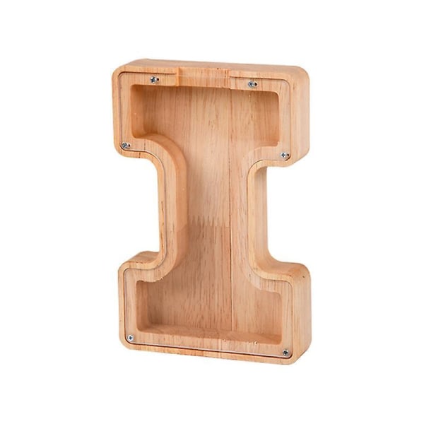 Wooden Piggy Bank Alphabet Cash Box Letters Coin Piggy Bank Kids Money Box I