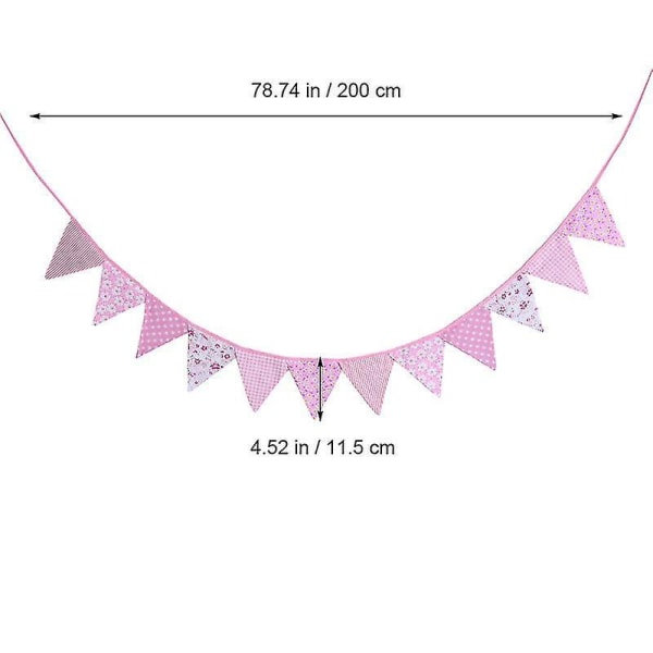 Børneværelse Trekant Flag Banner Fødselsdagsfest Banner Guirlande Træk Flag Guirlande Fest Bunting Dekoration Favor 2 Meter (pink)