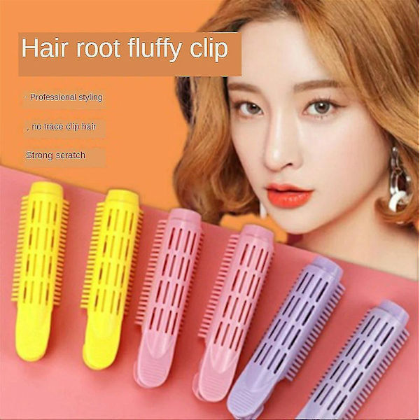 Natural Fluffy Hair Clip For Women Hair Root Curler Roller Wave C Pink 6 PCS