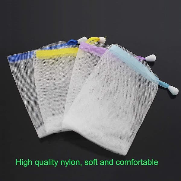 4 Pack Exfoliation Soap Mesh Bag Shower Soap Bag With Suction Hook