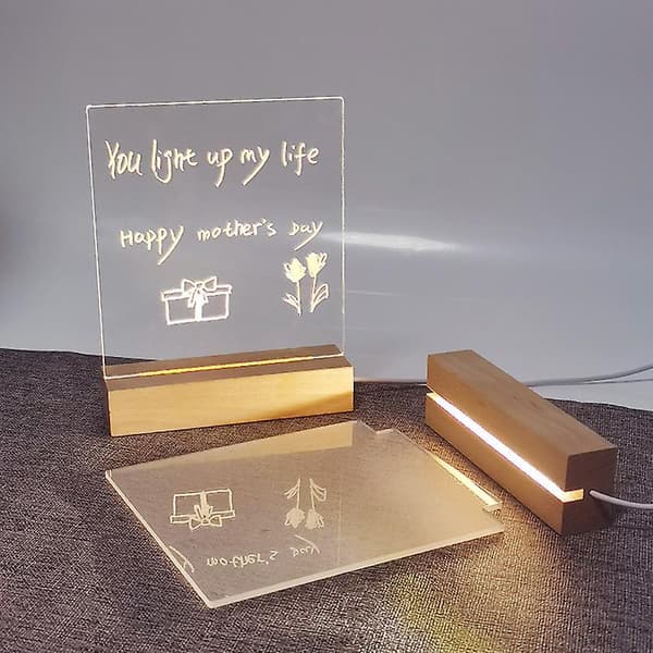LED Akryl DIY Melding Nattlys Skrivebords Lysende Memo Notattavle warm light
