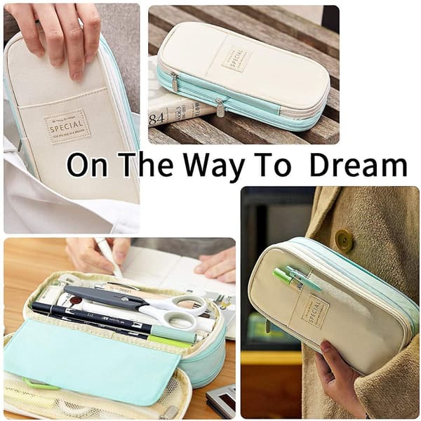 Pencil Case Large Pen Case Office College Large Storage Bag Storage Bag Storage Box Student (cyan)