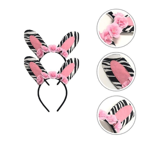 2pcs Lovely Floral Headdress Party Cosplay Hair Band Chic Hair Accessory Pink