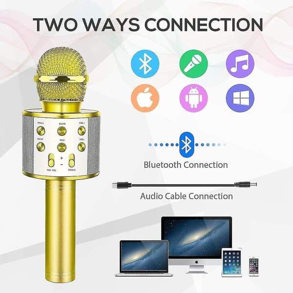 Langaton Bluetooth Karaoke-mikrofoni kaiuttimella ja tallennustoiminnolla