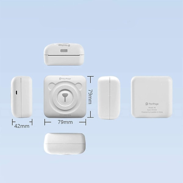 Bærbar Smart Fotoskriver For Ios & Android Telefon White