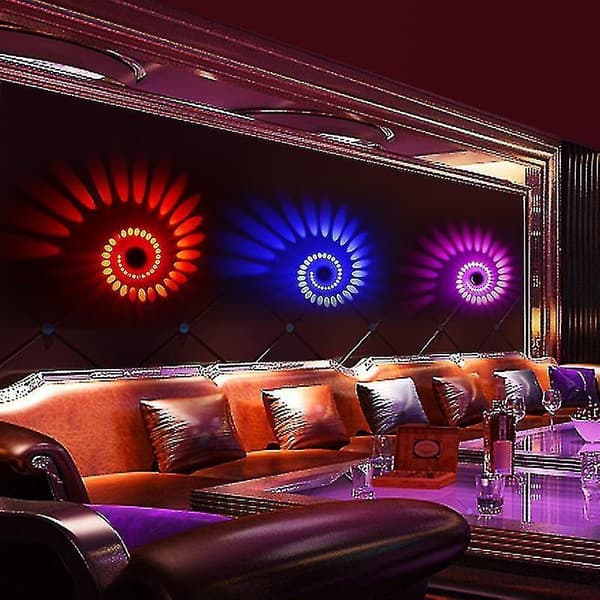 Spiral Hole Led Wall Lamp Dimmable Remote Control Light Family KTV (Rgb With Remote Control)