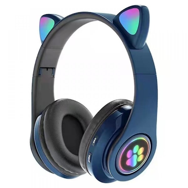 Lysende Katteører Søt Kattepote Kul Hode-montert Katteøre Bluetooth Headset Blue