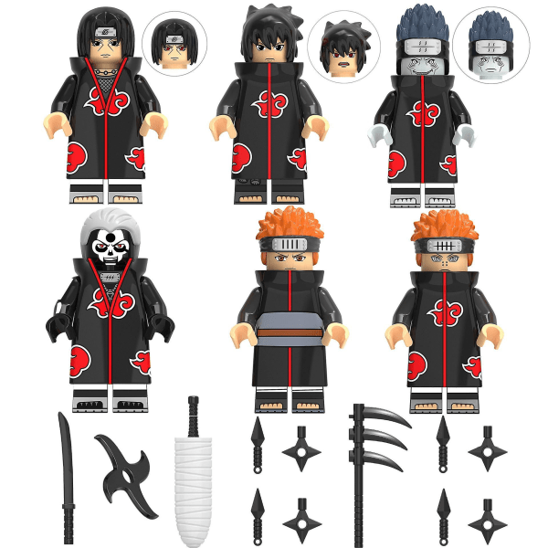 6pcs Ninja Mini Figures Set Kids Toys Action Figure Anime Heroes Mini Figure Birthday Party Gifts For Children Boys Girls