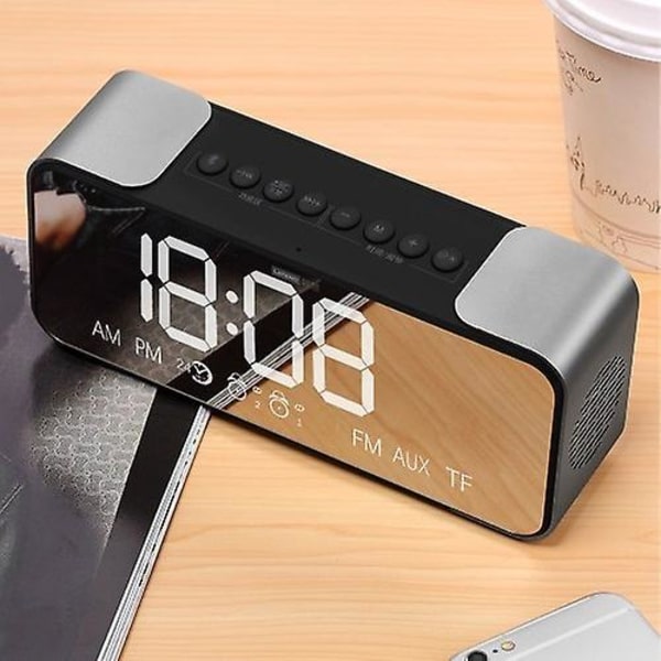 Bt Speaker Radio Alarm Diy Ringtone One-click Snooze Bt Call Speaker Black