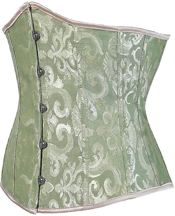 Women's Lace Up Boned Underbust Waist Trainer Corset Green M