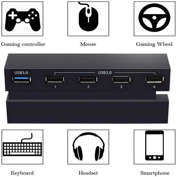 5-port Usb Hub For Ps4 High Speed Charger Controller Splitter Expansion Adapter