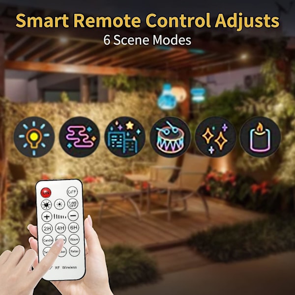 Led Outdoor String Lights,15m 20psc Bulbs Warm White Garden Festoon String Light With Remote &timer, Waterproof String Lights EU Plug