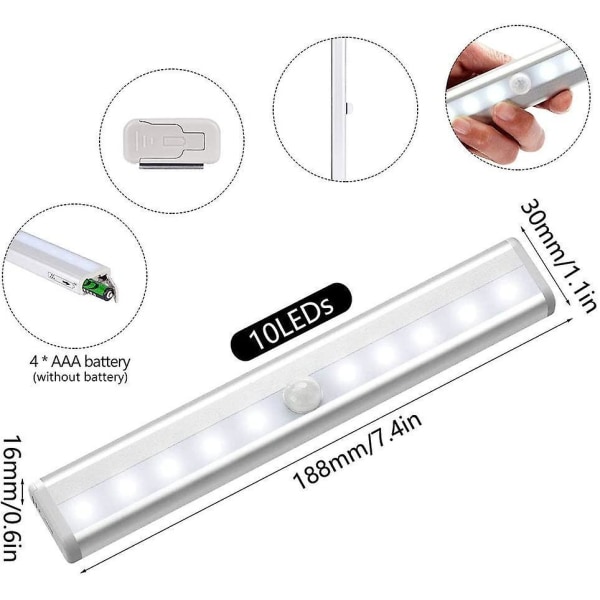 Set Of 3 Led Motion Sensor Lights Indoor Cabinet Light Led Closet Lamp Battery Powered Led Lighting With Magnetic Strip