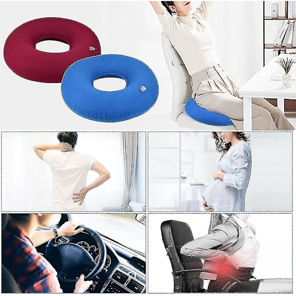 2 Pieces Inflatable Seat Cushion Orthopedic Inflatable Ring Cushion Donut Cushion With 2 P