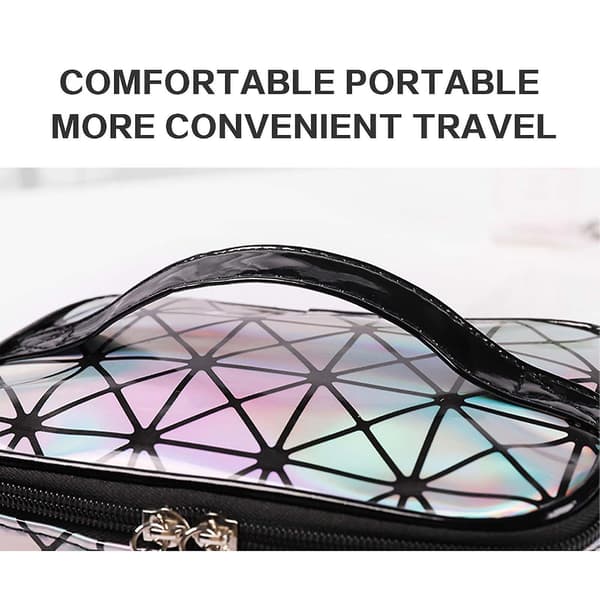 Laser Travel Cosmetic Bag Organizer Storage Case Pouch silver